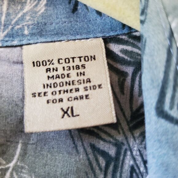 HOLLIS RIVER Mens XL Cotton Short Sleeve Hawaiian Beach Surf Button Shirt - Picture 10 of 13